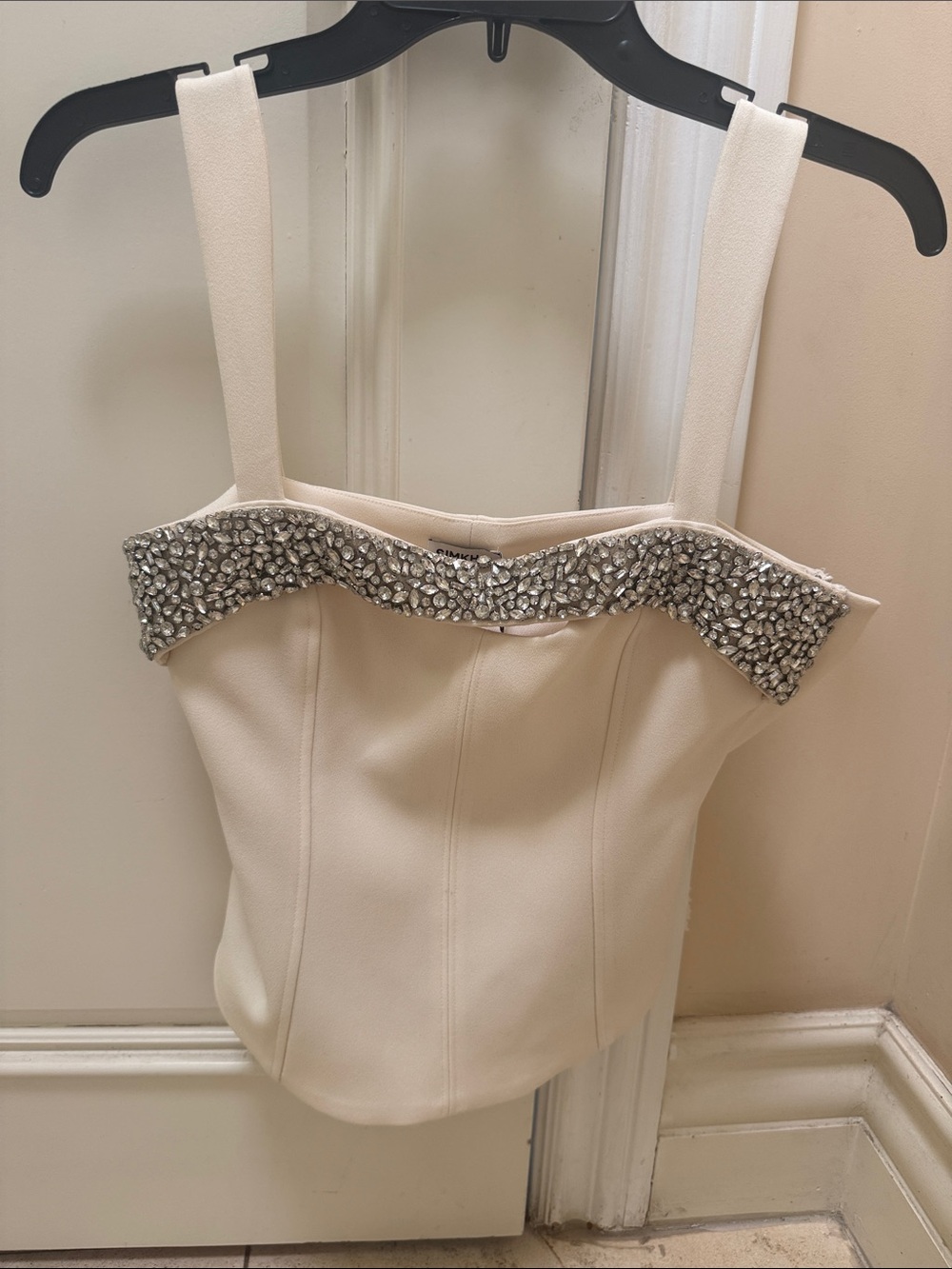 Cream Embellished Bustier Camisole with Wide Straps